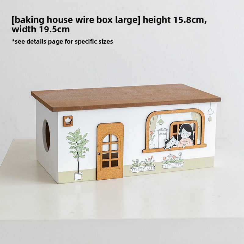 Desktop Cable Organizer Box with Decorative Cover