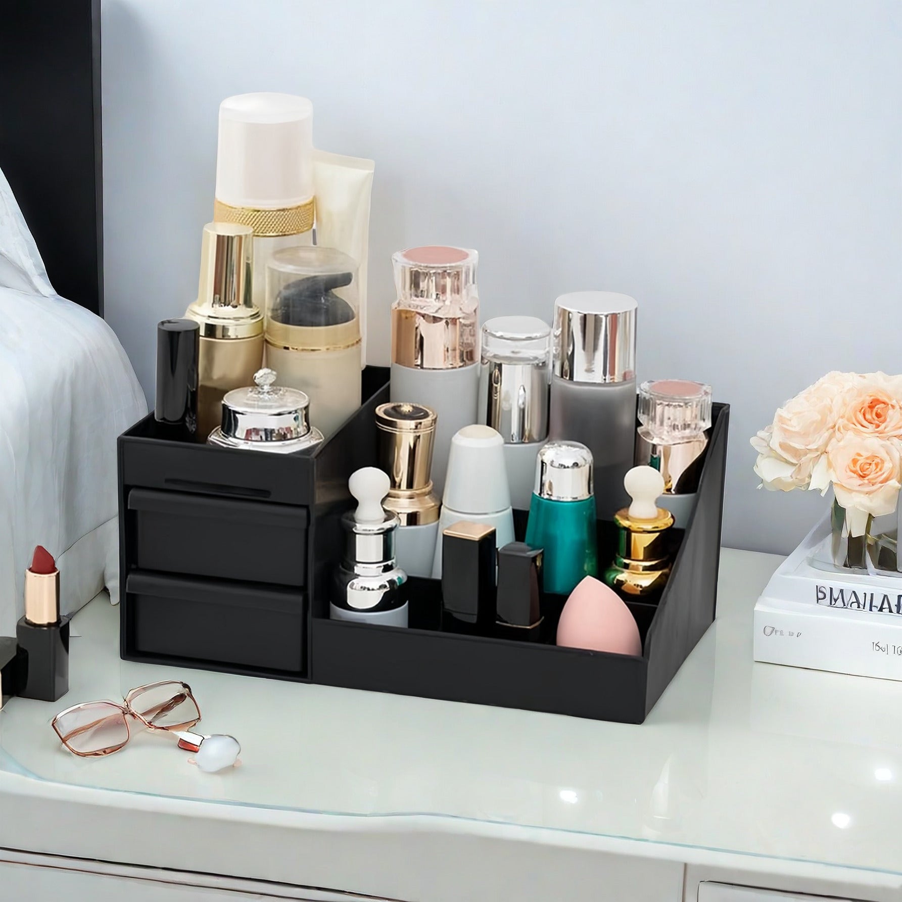 Desktop Cosmetics Organizer with Drawer