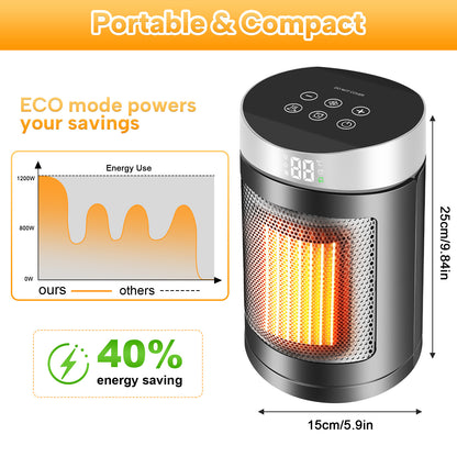 Desktop Electric Heater with Touch Screen and Remote Control