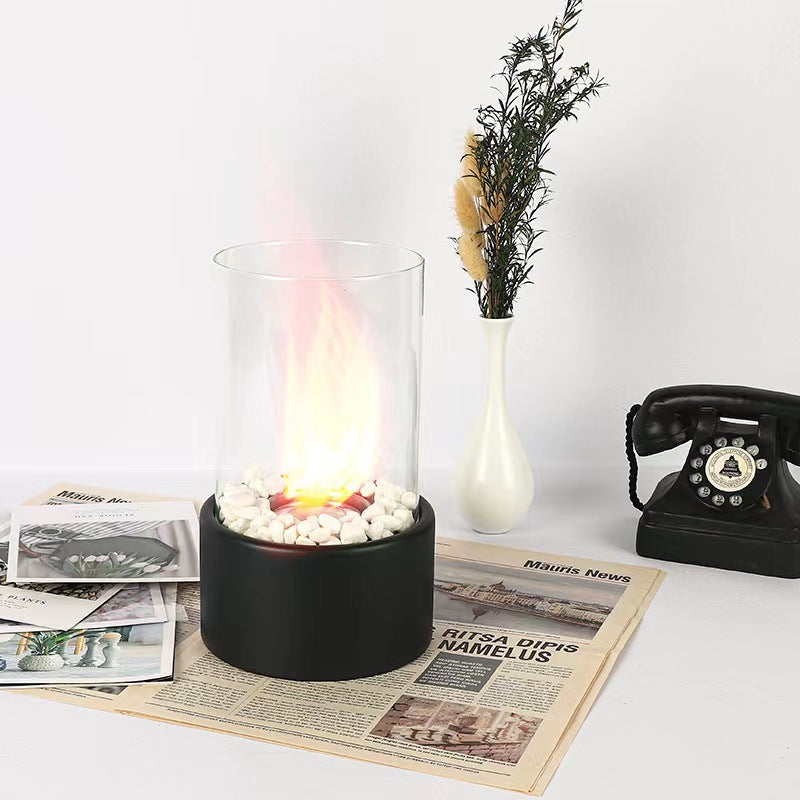 Desktop Glass Ethanol Fireplace Lamp for Indoor Ambiance