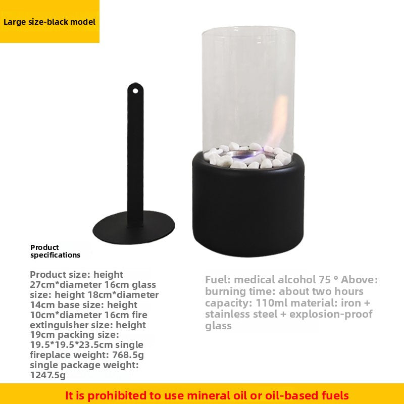 Desktop Glass Ethanol Fireplace Lamp for Indoor Ambiance