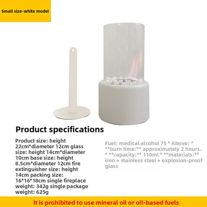 Desktop Glass Ethanol Fireplace Lamp for Indoor Ambiance