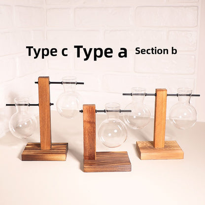 Desktop hydroponic frame with transparent flower vase
