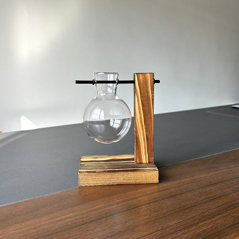 Desktop hydroponic frame with transparent flower vase