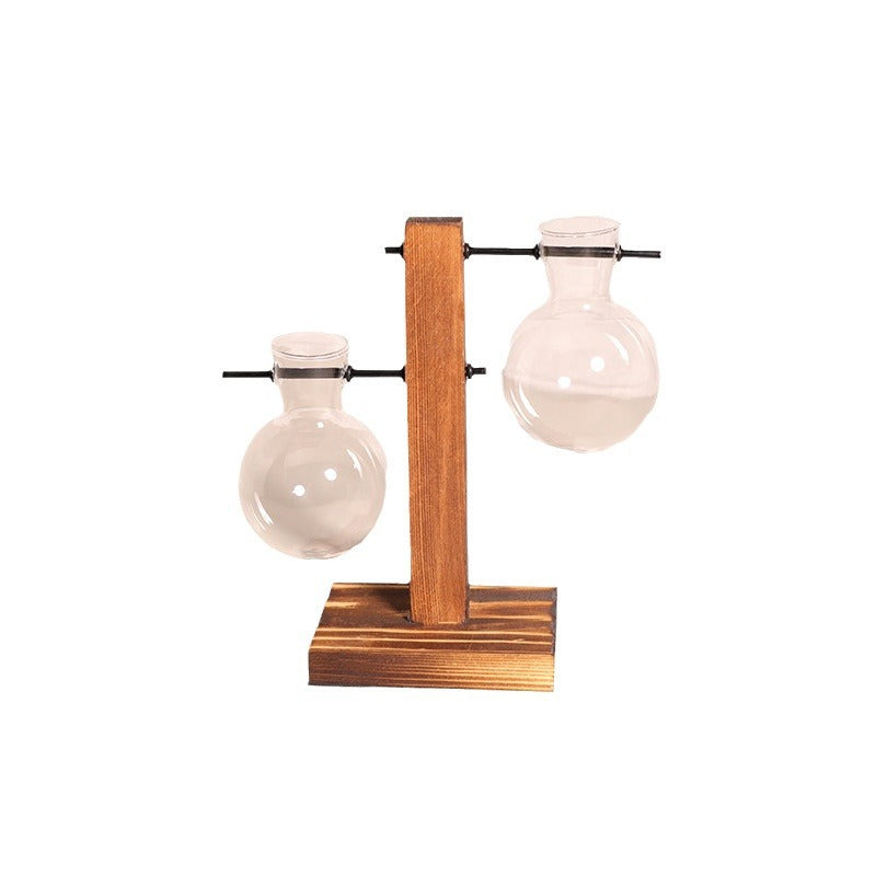 Desktop hydroponic frame with transparent flower vase