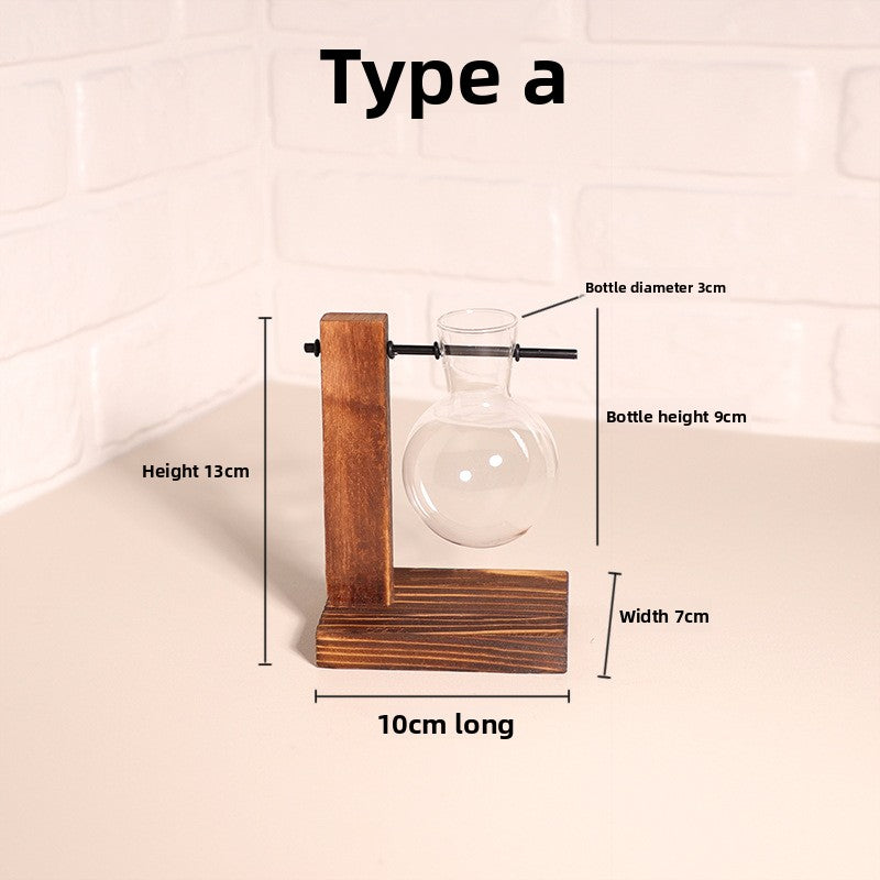 Desktop hydroponic frame with transparent flower vase