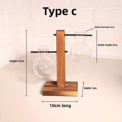 Desktop hydroponic frame with transparent flower vase