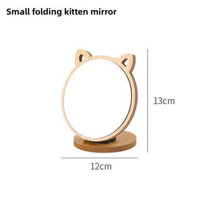Desktop Rotatable Wooden Makeup Mirror