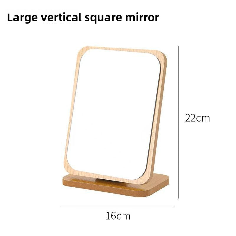 Desktop Rotatable Wooden Makeup Mirror