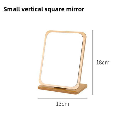 Desktop Rotatable Wooden Makeup Mirror
