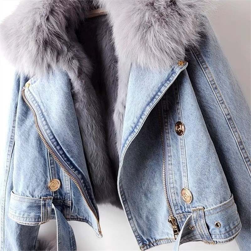 Detachable Faux Fur Lined Denim Jacket