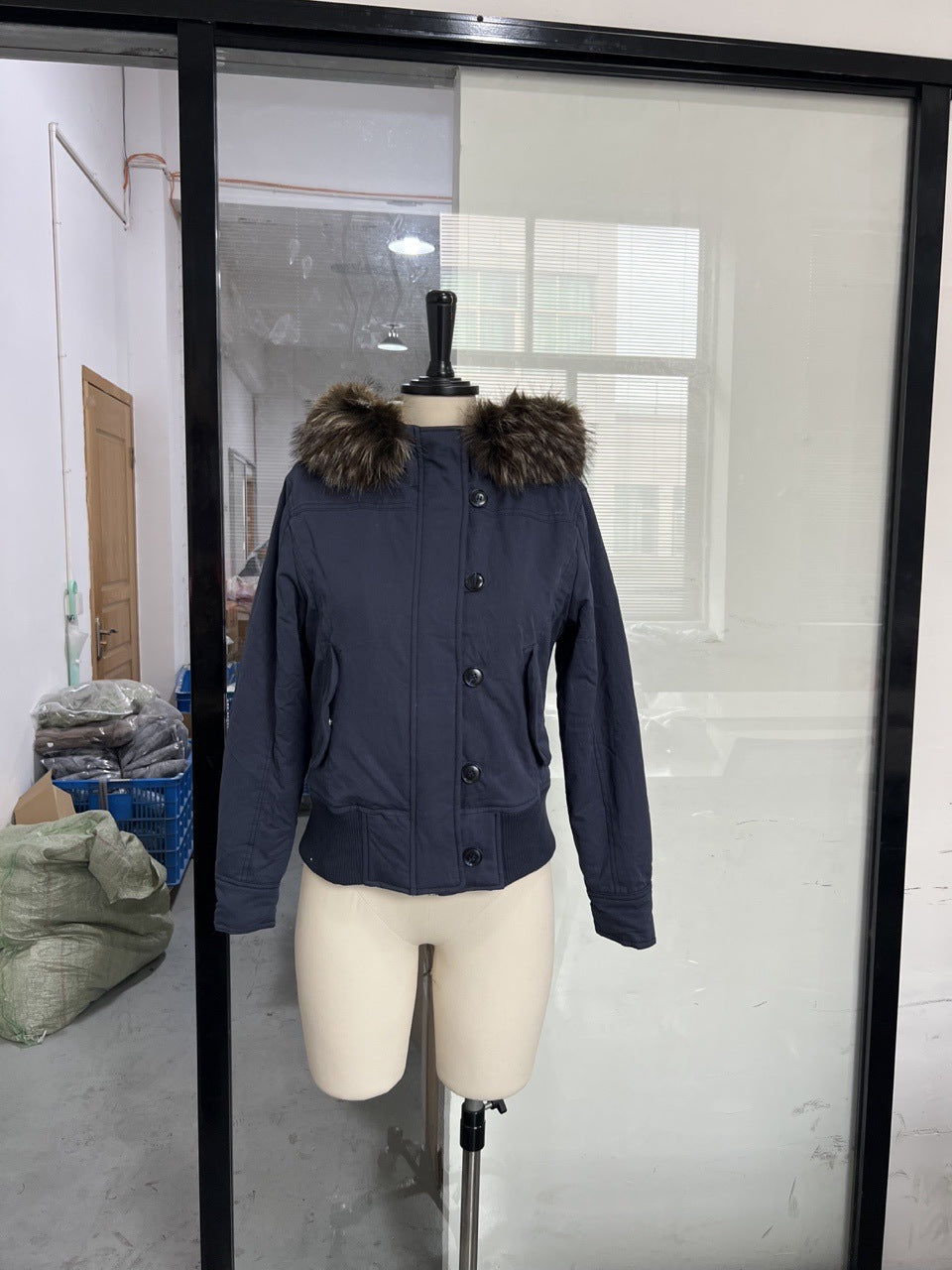 Detachable fur-lined denim jacket