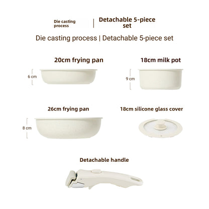 Detachable handle cooking pot set