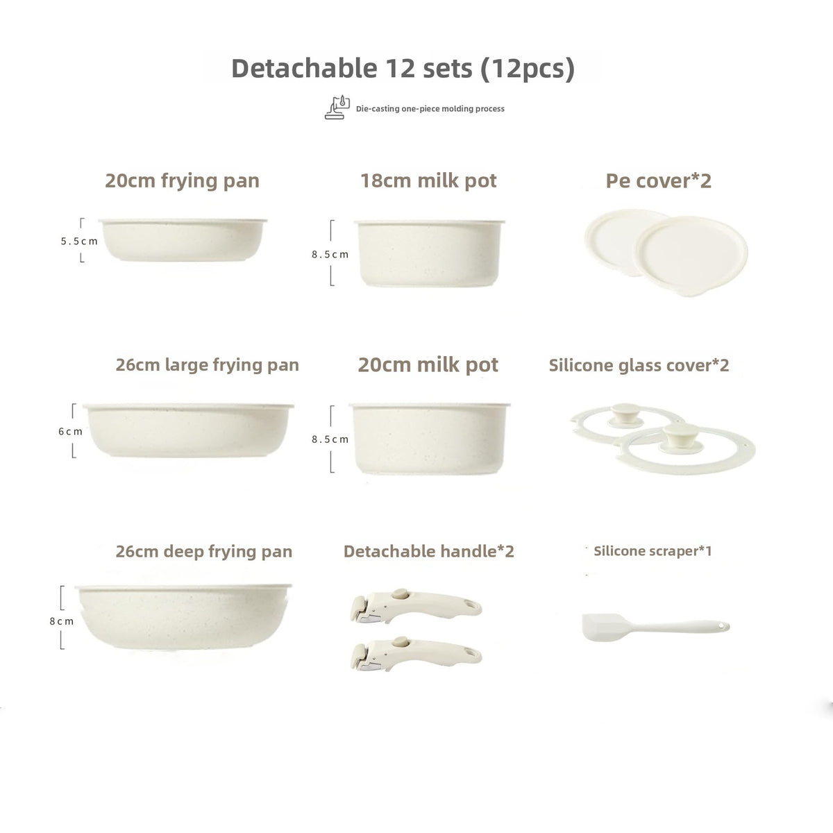 Detachable Handle Nonstick Cookware