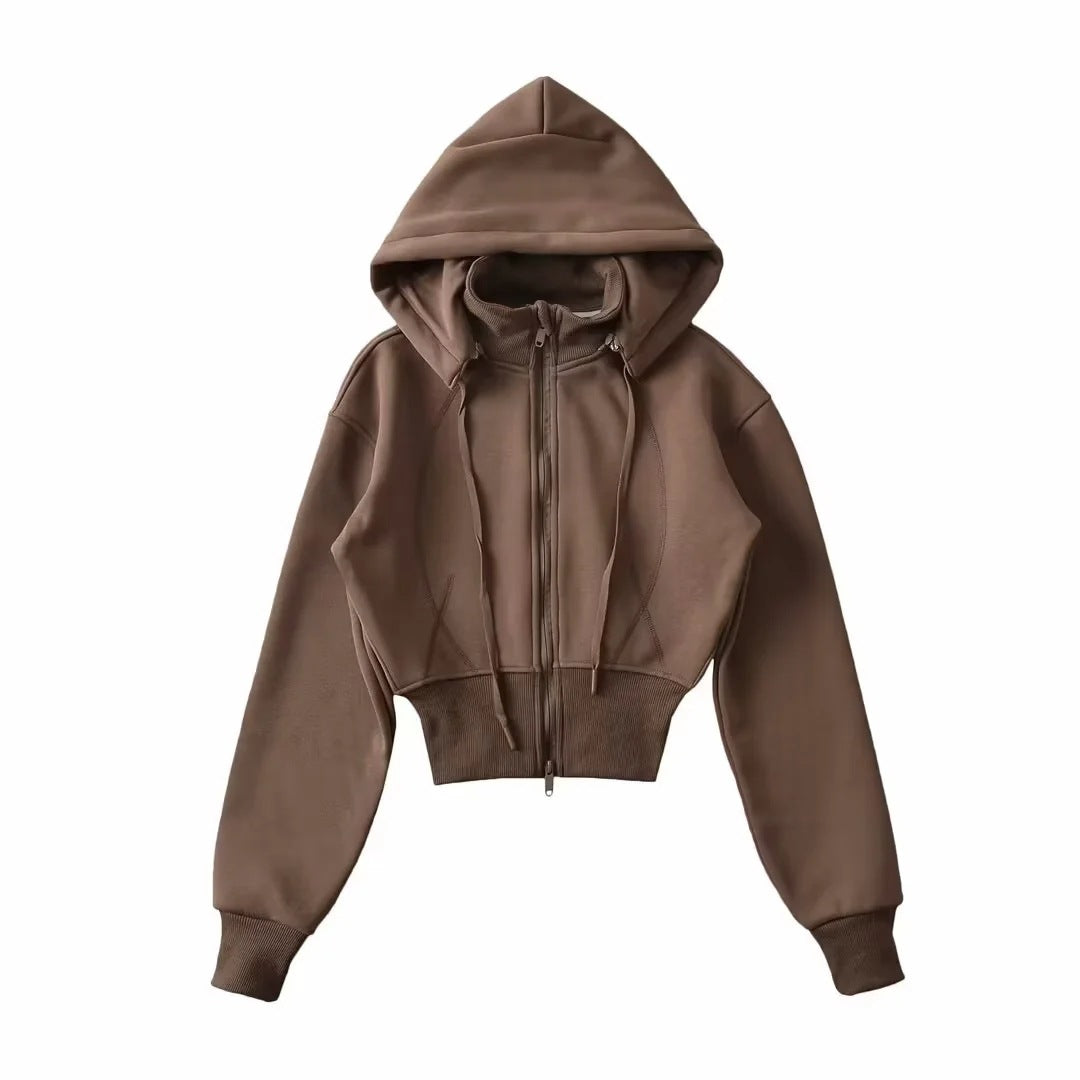 Detachable Hood Waist Cinching Sweatshirt