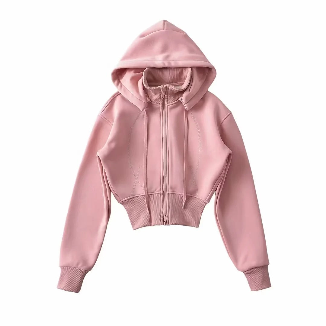 Detachable Hood Waist Cinching Sweatshirt