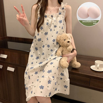 Detachable nightgown with a chest pad