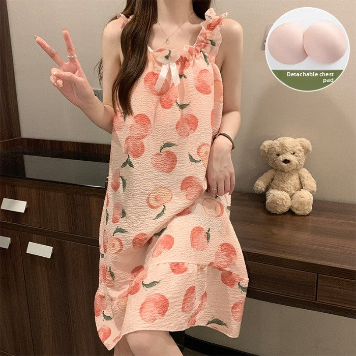 Detachable nightgown with a chest pad