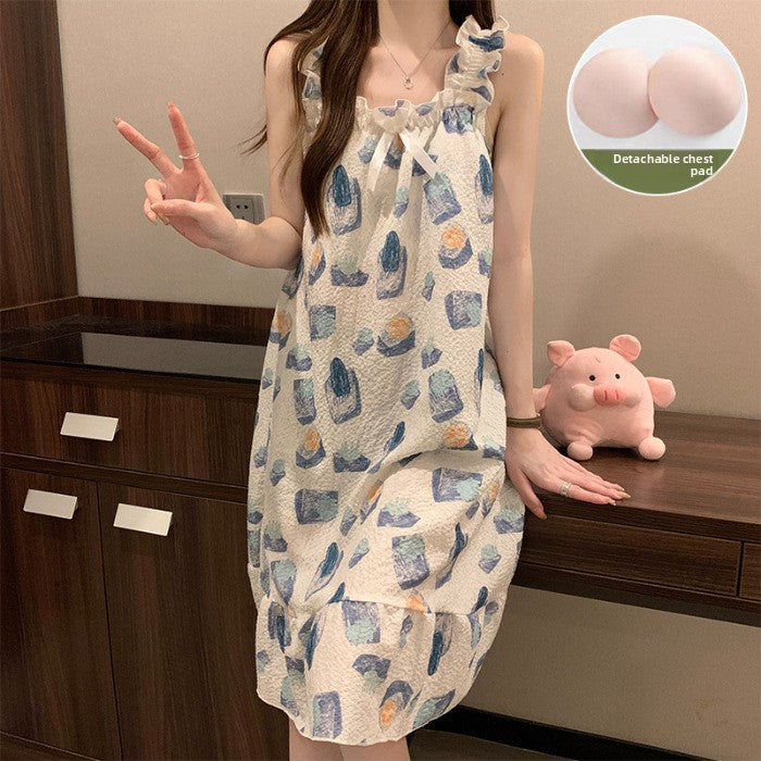 Detachable nightgown with a chest pad
