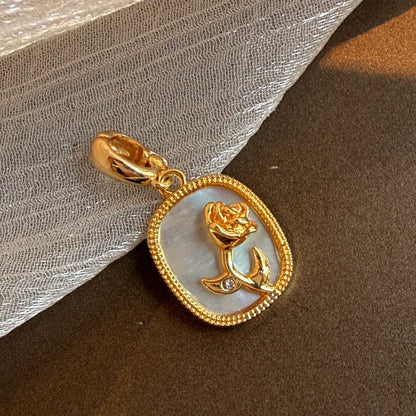 Detachable Pearl Necklace with Natural Stone Pendant