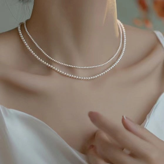 Detachable Pearl Necklace with Natural Stone Pendant
