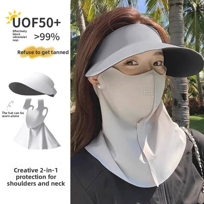 Detachable Sun Protection Hat with Full Face Mask