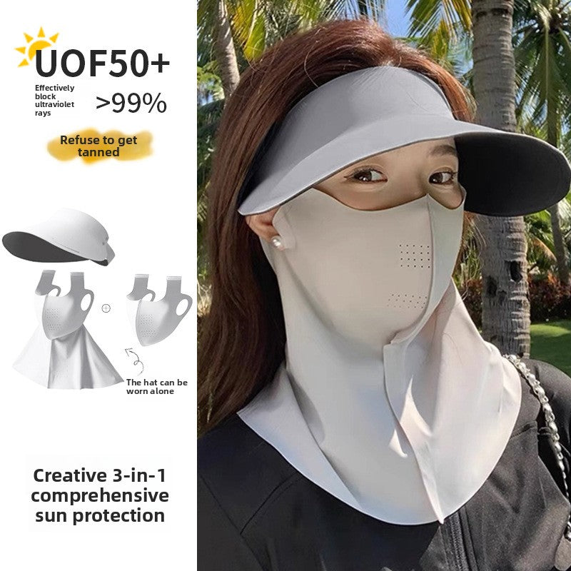 Detachable Sun Protection Hat with Full Face Mask