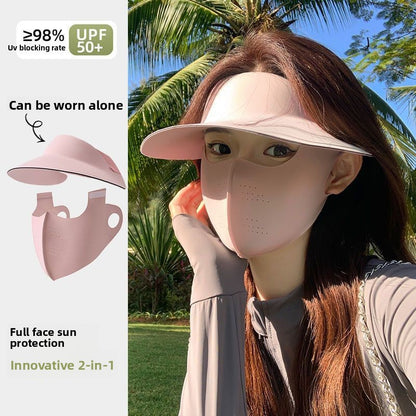 Detachable Sun Protection Hat with Full Face Mask