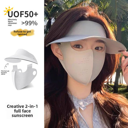 Detachable Sun Protection Hat with Full Face Mask