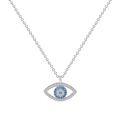 Devil's Eye Sterling Silver Necklace with Cross Chain