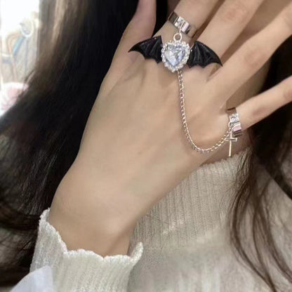 Devil Wings Cross Heart Fashion Ring