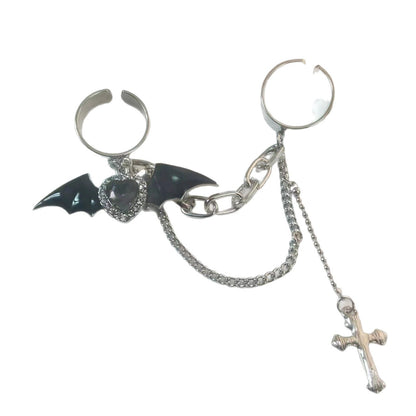 Devil Wings Cross Heart Fashion Ring