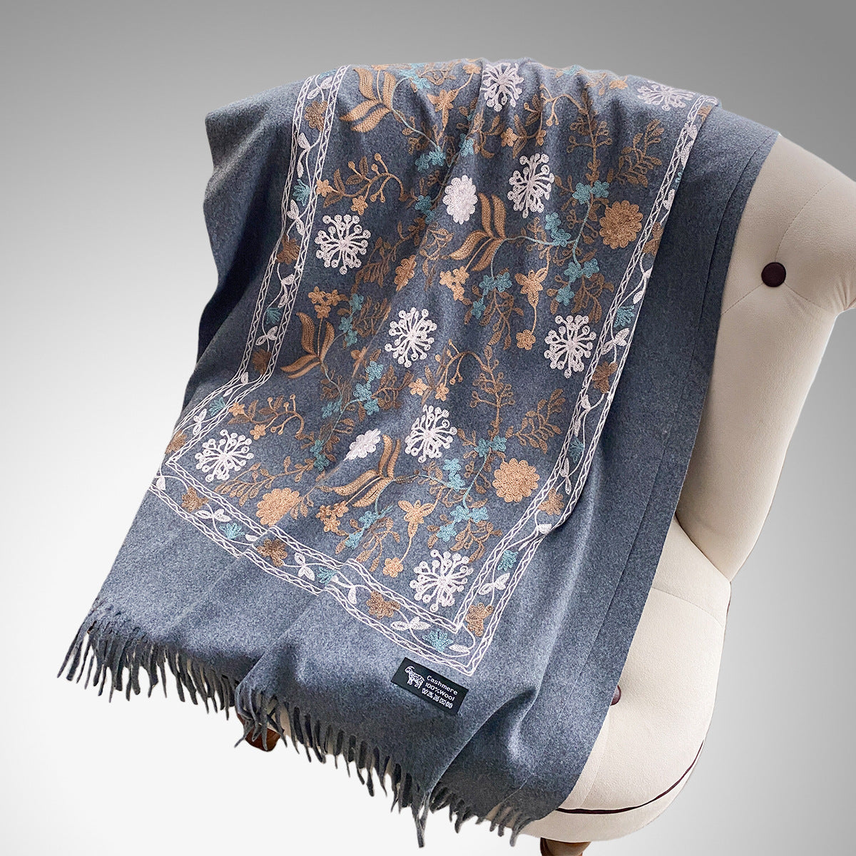 Korean-style Hand-embroidered Scarf – Elegant & Trendy Design