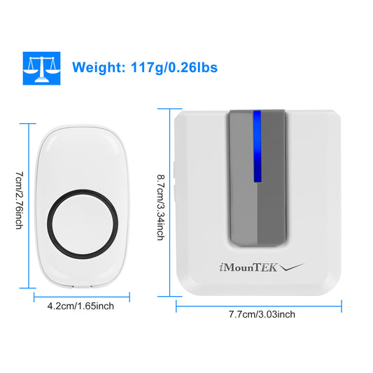 Wireless Doorbell 1000FT Range Waterproof Chime with LED
