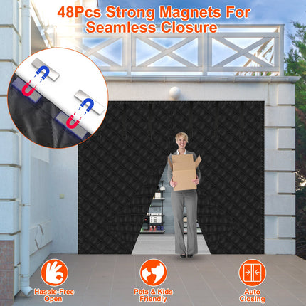 Magnetic Thermal Insulated Garage Door Curtain 16x7FT Two-Car