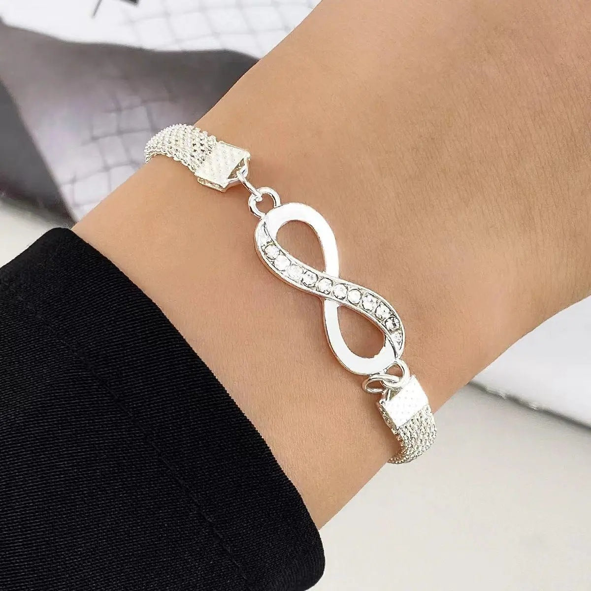 Diamond Accent Lucky Number Alloy Bracelet