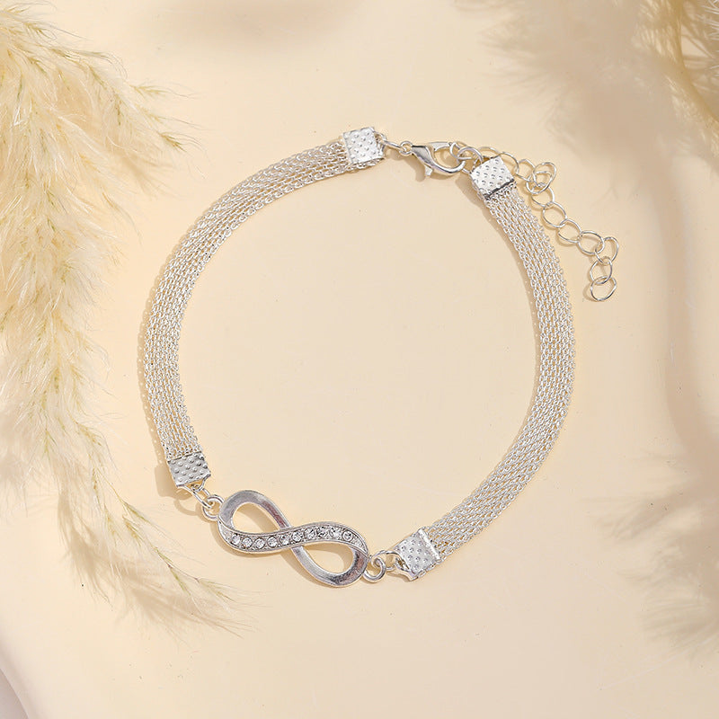 Diamond Accent Lucky Number Alloy Bracelet