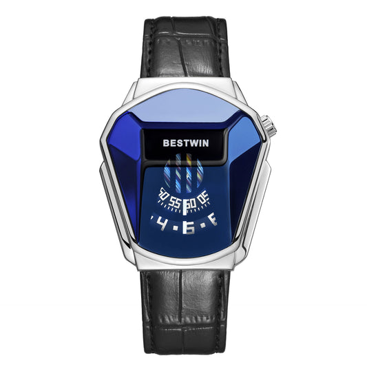 Diamond Alloy Men's Quartz Watch with Stainless Steel Strap.