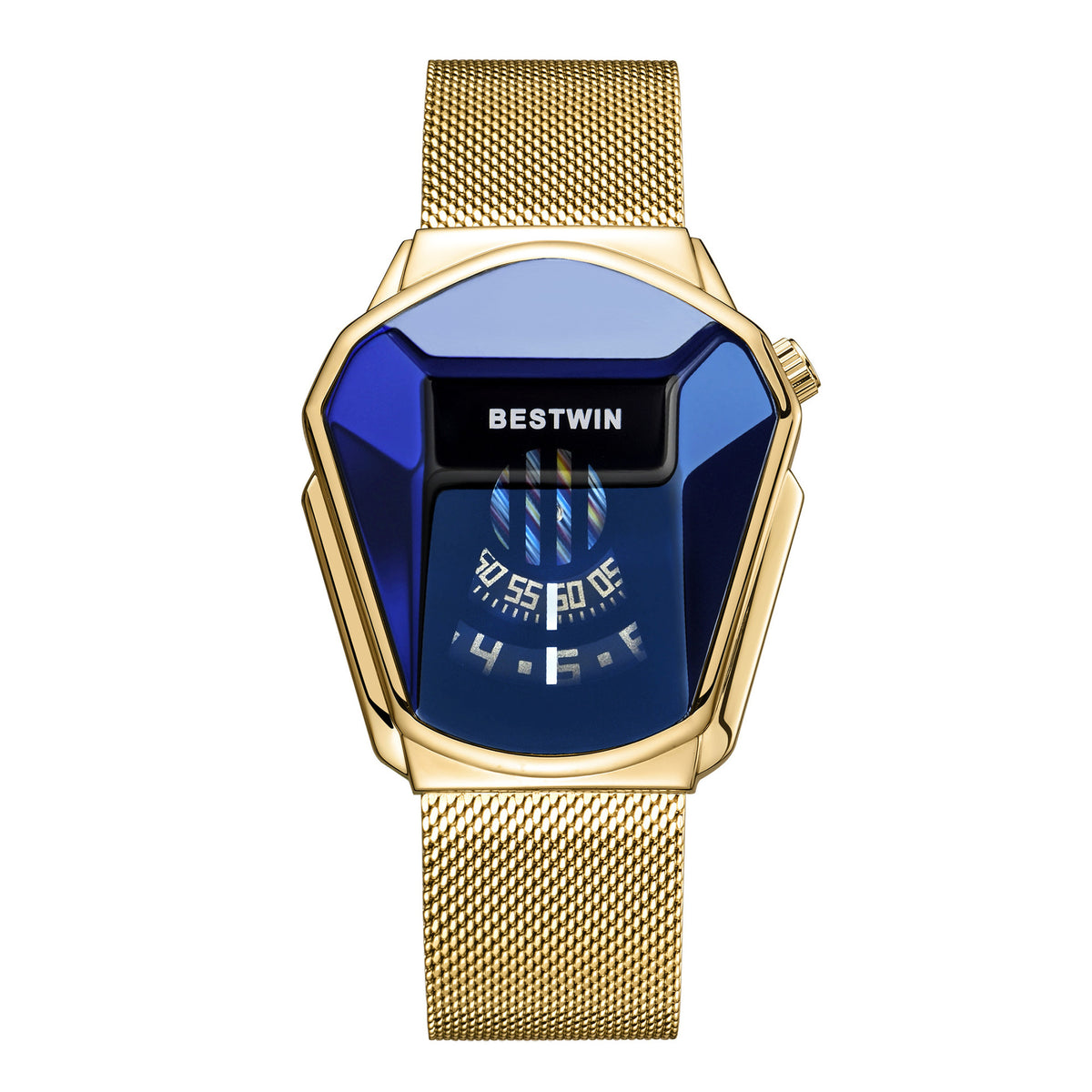 Diamond Alloy Men's Quartz Watch with Stainless Steel Strap.