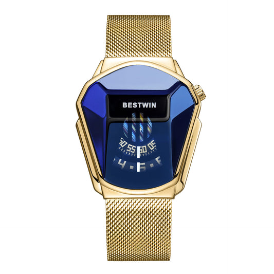 Diamond Alloy Men's Quartz Watch with Stainless Steel Strap.