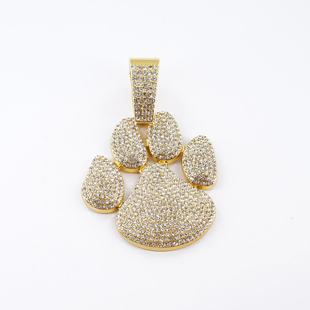 Diamond Bear Claw Pendant Twist Chain Necklace