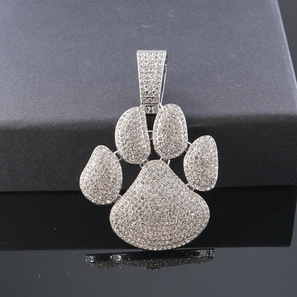 Diamond Bear Claw Pendant Twist Chain Necklace