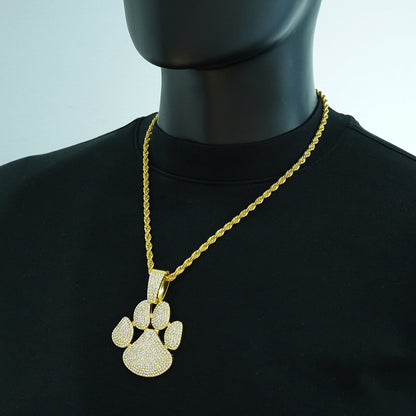 Diamond Bear Claw Pendant Twist Chain Necklace
