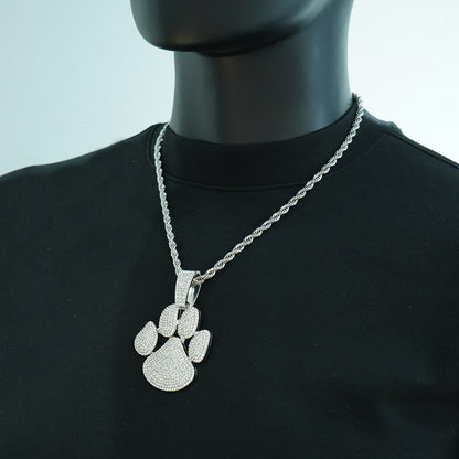 Diamond Bear Claw Pendant Twist Chain Necklace