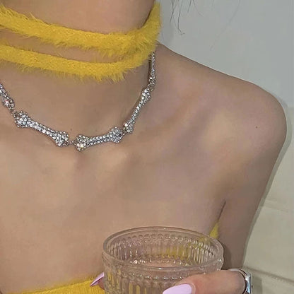 Diamond Bone Pendant Necklace