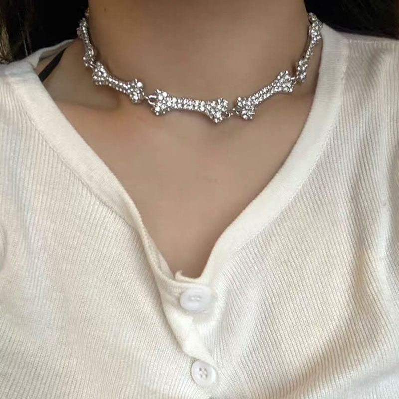 Diamond Bone Pendant Necklace