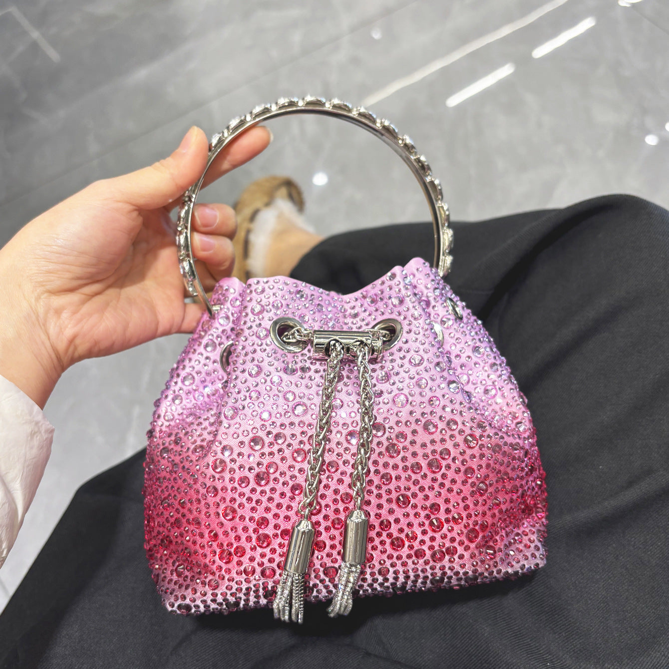 Diamond Crystal Bucket Bag