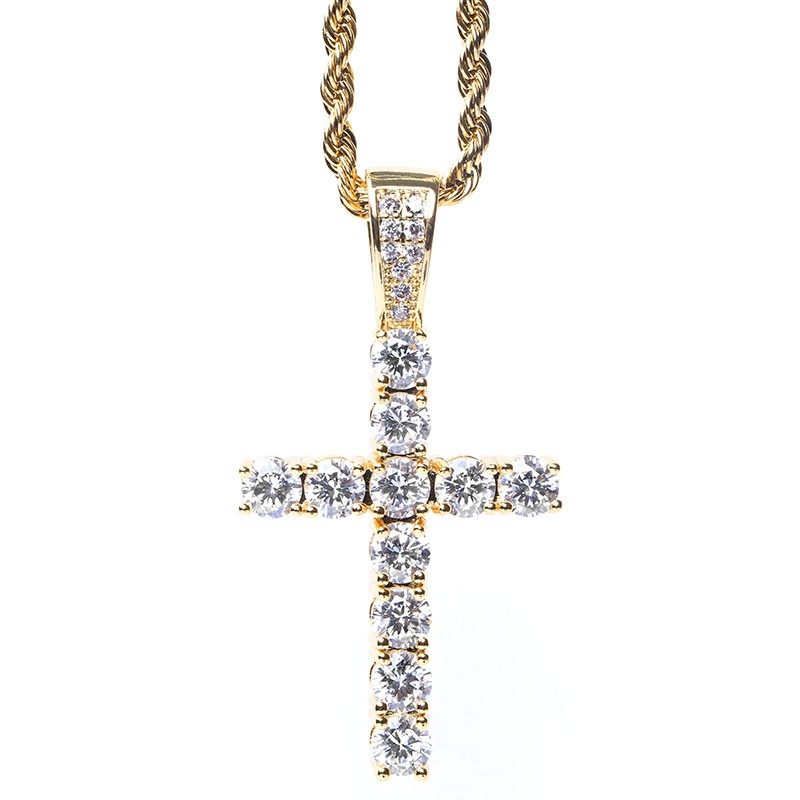 Diamond-encrusted cross necklace