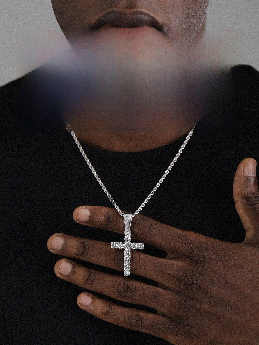 Diamond-encrusted cross necklace