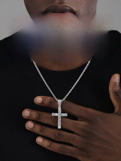 Diamond-encrusted cross necklace